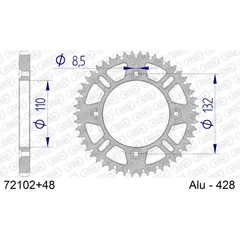 Steel Chain Wheel - Rear Sprocket AFAM 428 - 50t SILVER 4720050