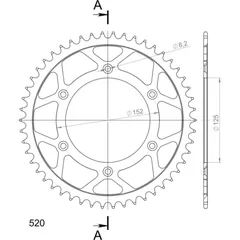 Steel-Rear Sprocket / Chain Wheel Supersprox 520/52t black 92340-52