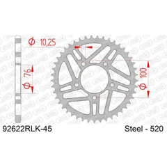 Racing Stahl-Kettenrad AFAM 525 - 45Z Schwarz 92622RLK45