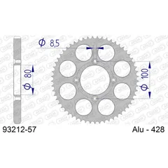 Alu Chain Wheel - Rear Sprocket AFAM 428 - 57t SILVER 9321257