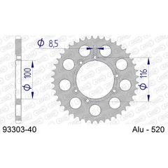 Alu-Kettenrad AFAM 520 - 40Z Silber 9330340