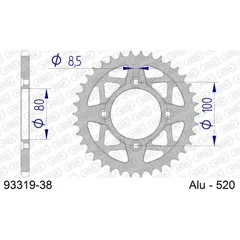 Alu Chain Wheel - Rear Sprocket AFAM 520 - 38t SILVER 9331938