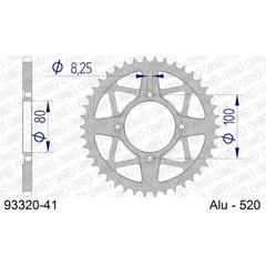 Alu Chain Wheel - Rear Sprocket AFAM 520 - 41t SILVER 9332041