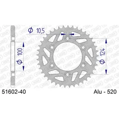 Alu Chain Wheel - Rear Sprocket AFAM 520 - 39t Gun Metal 9362239