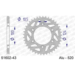Alu Chain Wheel - Rear Sprocket AFAM 520 - 44t Gun Metal 93622-44