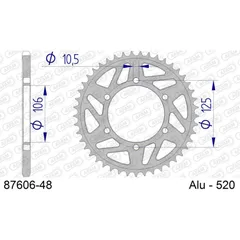 Alu Chain Wheel - Rear Sprocket AFAM 520 - 47t Gun Metal 9362247