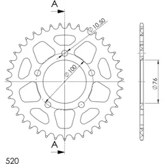 Alu-Rear Sprocket / Chain Wheel Supersprox 520/37t black 93902AK37