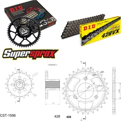 Chain Kit - Steel - for: AEON Revo 50 04-07/Revo 100 04-10 19-28-084 DID428VX rivet