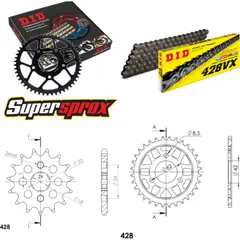 Kettensatz Stahl für: DINLI Helix 50 00-04/T-Rex 50 00-04/H 13-32-090 DID428VX Niet
