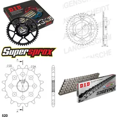 Chain Kit - Steel - for: APRILIA AF1 125 Sintesi 88-90 16-37-106 DID520ZVM-X endless