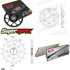 Chain Kit - Steel - for: APRILIA AF1 125 Sintesi 88-90 16-37-106 DID520ZVM-X(S&S) rivet