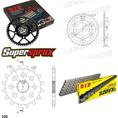 Chain Kit - Steel - for: APRILIA AF1 125 Europa 90-91/AF1 125 16-38-108 DID520VX3 Clip