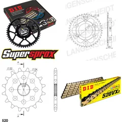 Chain Kit - Steel - for: APRILIA AF1 125 Europa 90-91/AF1 125 16-38-108 DID520VX3(G&B) rivet