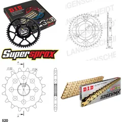 Chain Kit - Steel - for: APRILIA AF1 125 Europa 90-91/AF1 125 16-38-108 DID520ZVM-X(G&G) endless