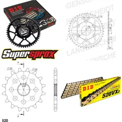 Kettensatz Stahl für: APRILIA Classic 125 96-00 16-40-112 DID520VX3(G&B) Endlos