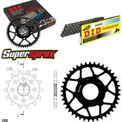 Kettensatz Stahl für: APRILIA Red Rose 125 89-95 14-41-110 DID520 Clip