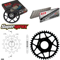 Kettensatz Stahl für: APRILIA Red Rose 125 89-95 14-41-110 DID520ZVM-X Niet