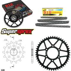 Kettensatz Stahl für: APRILIA RX125 92-99/Tuareg 125 Rally 14-49-114 DID520NZ Clip