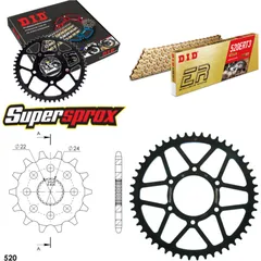 Kettensatz Stahl für: APRILIA RX125 92-99/Tuareg 125 Rally 14-49-114 DID520ERT2(G&G) Clip