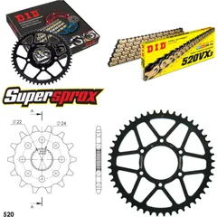 Kettensatz Stahl für: APRILIA RX125 92-99/Tuareg 125 Rally 14-49-114 DID520VX3(G&B) Niet