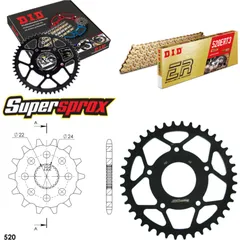 Kettensatz Stahl für: APRILIA Pegaso 125 89-99/Tuareg 125 W 14-40-104 DID520ERT2(G&G) Clip