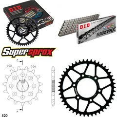 Kettensatz Stahl für: APRILIA MX125 Supermotard 04-09 15-45-112 DID520ZVM-X Niet