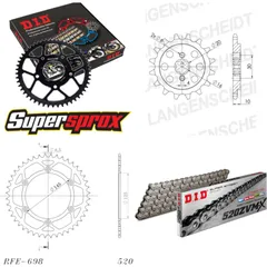 Kettensatz Stahl für: CAGIVA W8 125 92-93 13-44-108 DID520ZVM-X Niet