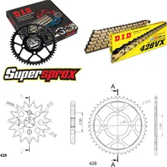 Chain Kit - Steel - for: HONDA MTX80 R2 87-87 15-45-126 DID428VX(G&B) Clip