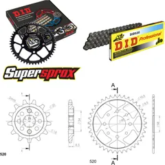 Chain Kit - Steel - for: HONDA CA125 Rebel 80 km/h Boe 96-00 11-39-112 DID520 Clip
