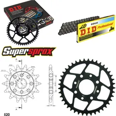 Kettensatz Stahl für: HONDA VT125 C Shadow 99-08 14-41-112 DID520 Clip