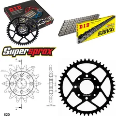 Chain Kit - Steel - for: HONDA XL125 V Varadero 01-13 14-44-110 DID520VX3 endless