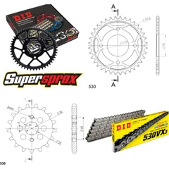 Kettensatz Stahl für: HONDA CM400 T 79-80 16-35-102 DID530VX3 Endlos