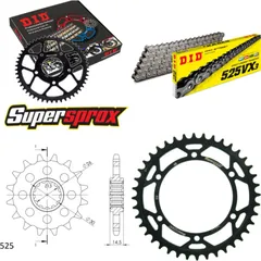 Kettensatz Stahl für: HONDA RVF750 R 94-98 17-40-108 DID525VX3 Niet