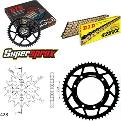 Chain Kit - Steel - for: DERBI Senda 125 R /Baja 04-14 17-54-142 DID428VX(G&B) rivet