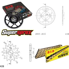 Chain Kit - Steel - for: YAMAHA TZR80 /R 95-10 15-46-136 DID428VX(G&B) endless