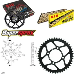 Chain Kit - Steel - for: YAMAHA YBR125 07-15 14-45-118 DID428VX(G&B) rivet
