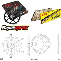 Chain Kit - Steel - for: YAMAHA RD250 LC 80-83 16-41-102 DID530VX3(G&B) rivet