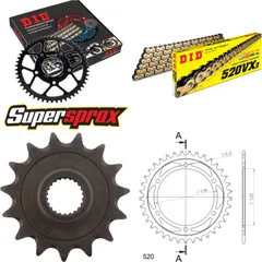 Chain Kit - Steel - for: YAMAHA SRX600 87-90 15-37-104 DID520VX3(G&B) rivet