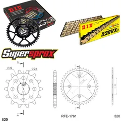 Chain Kit - Steel - for: BOMBARDIER DS450 08-12 14-42-098 DID520VX3(G&B) rivet