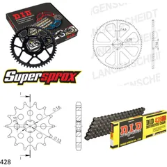 Chain Kit - Steel - for: SUZUKI GT80 L/E 81-83 14-38-110 DID428HD Clip