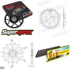 Kettensatz Stahl für: SUZUKI SP370 77-80 15-42-100 DID520 Clip