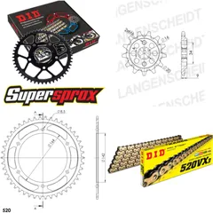 Chain Kit - Steel - for: HYOSUNG GT250 Naked 04-06/GT250 R Nak 14-46-112 DID520VX3(G&B) rivet
