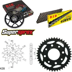 Chain Kit - Steel - for: KYMCO Hipster 125 2V 01-04/Hipster 12 16-41-124 DID428VX rivet
