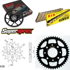 Chain Kit - Steel - for: KYMCO Stryker 125 On Road /Off Road 9 16-47-136 DID428VX(G&B) endless