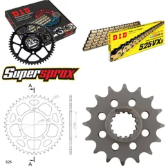 Kettensatz Alu schwarz für: APRILIA SL750 Shiver /GT 08-15 16-44-108 DID525VX3(G&B) Niet
