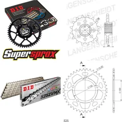 Kettensatz Alu schwarz für: APRILIA NA850 Mana /GT 08-14 18-40-100 DID525ZVM-X(S&S) Niet