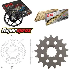Kettensatz Alu schwarz für: BMW S1000 R 13-15 17-45-120 DID525ZVM-X(G&G) Niet