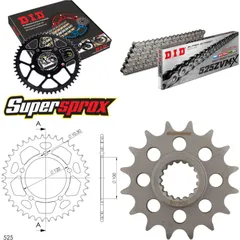 Kettensatz Alu schwarz für: APRILIA RSV1000 Mille /R /Fac 16-40-106 DID525ZVM-X Niet