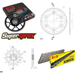 Kettensatz Alu rot HM CR125 Supermotard 04-06 13-40-116 DID520VX3 Clip