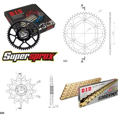 Kettensatz Alu rot HM CR125 Supermotard 04-06 13-40-116 DID520ZVM-X(G&G) Endlos